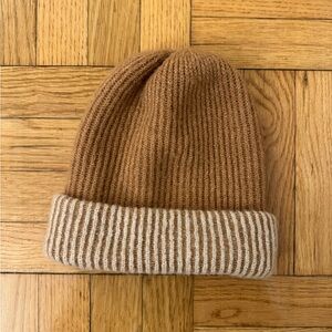 Arie Brown and Cream Knit Beanie (Very Soft)